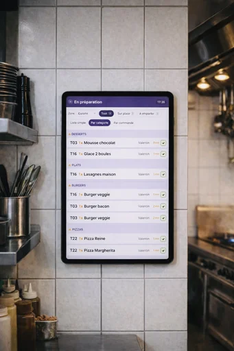 Écran de préparation en cuisine