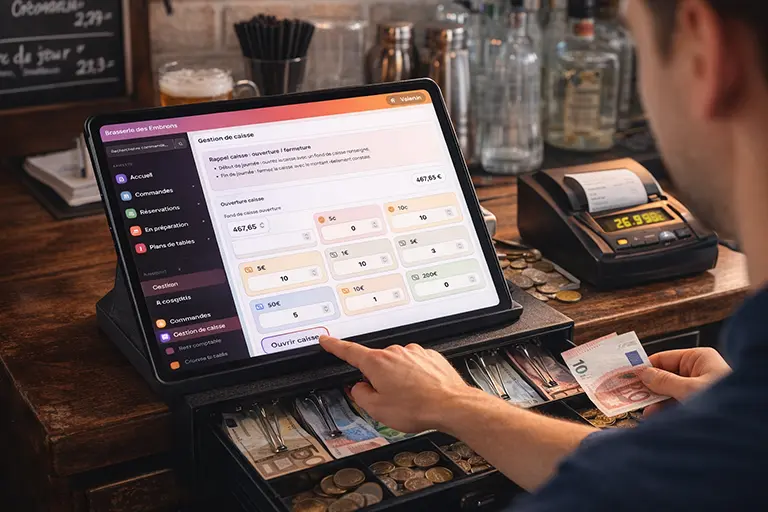 Ouverture et fermeture de la caisse